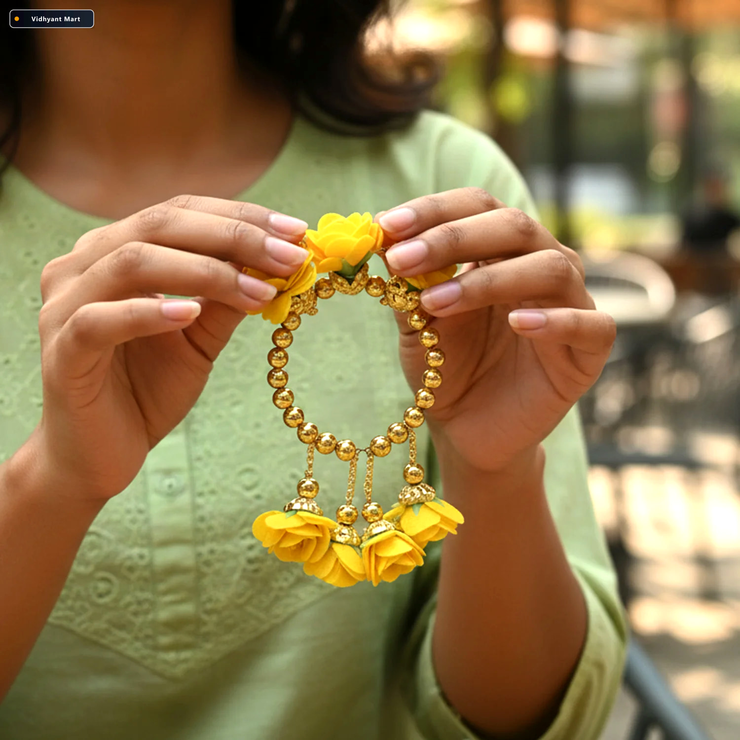 Vidhyant Mart Haldi Kada Bracelet Traditional Floral Wrist Acces 2