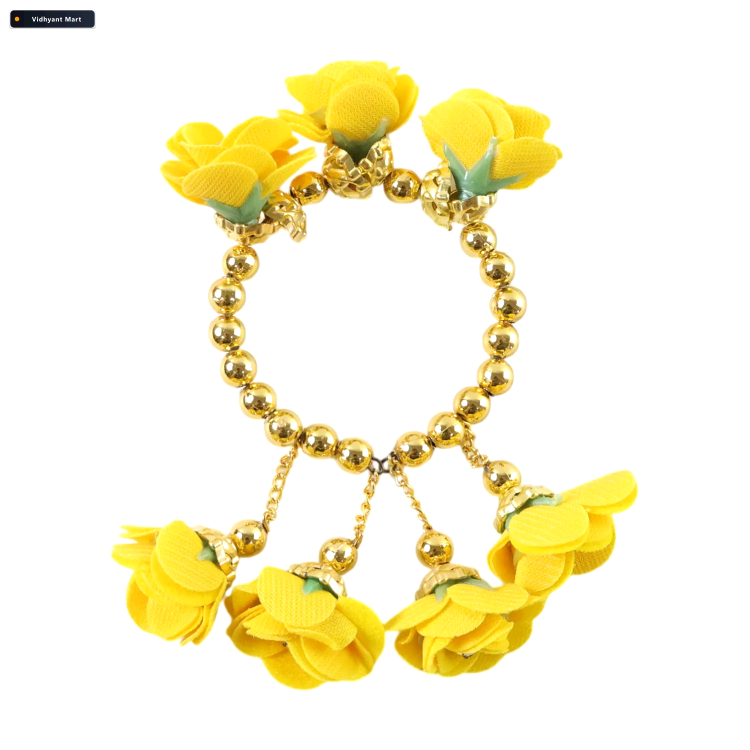 Vidhyant Mart Haldi Kada Bracelet Traditional Floral Wrist Acces 3