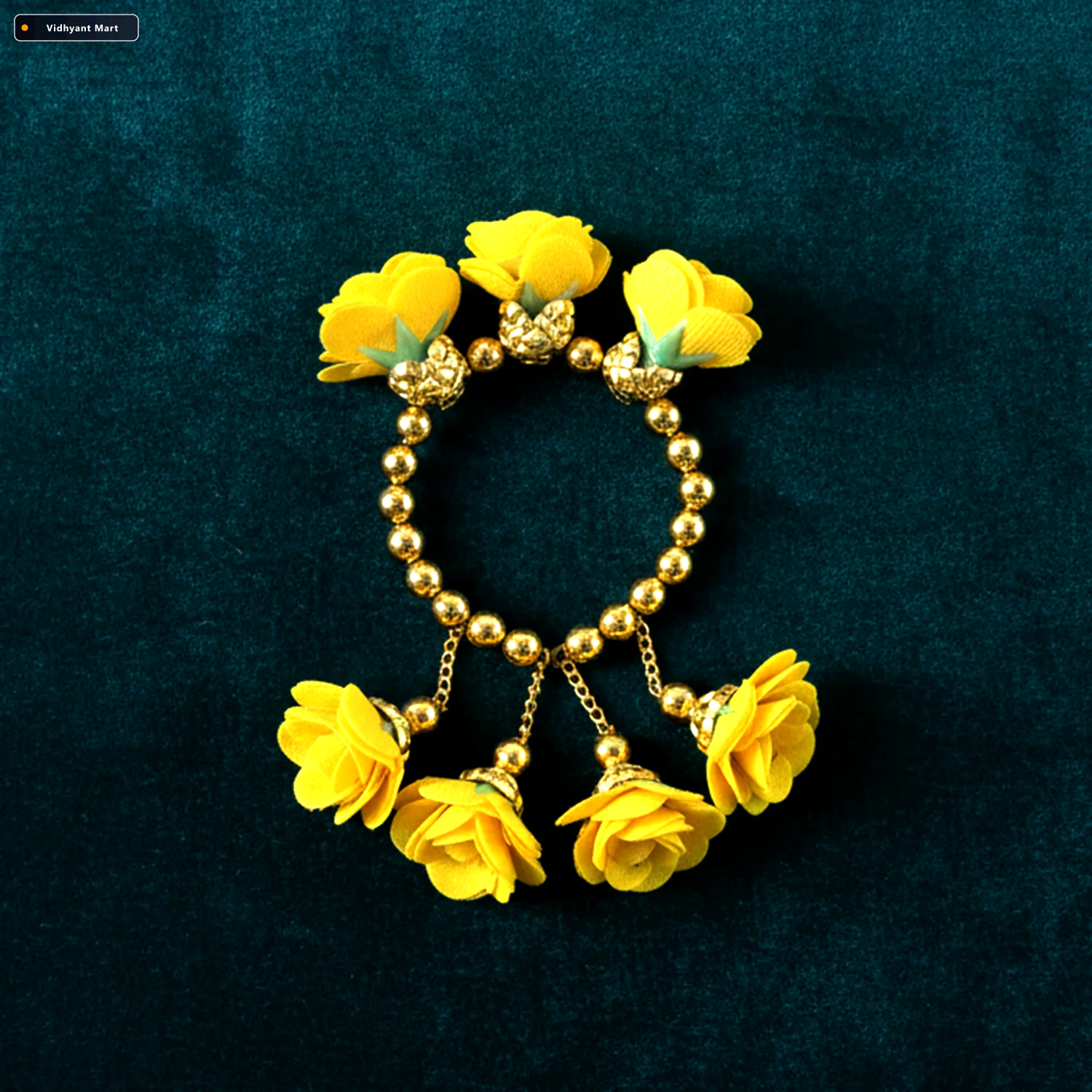 Vidhyant Mart Haldi Kada Bracelet Traditional Floral Wrist Acces 4