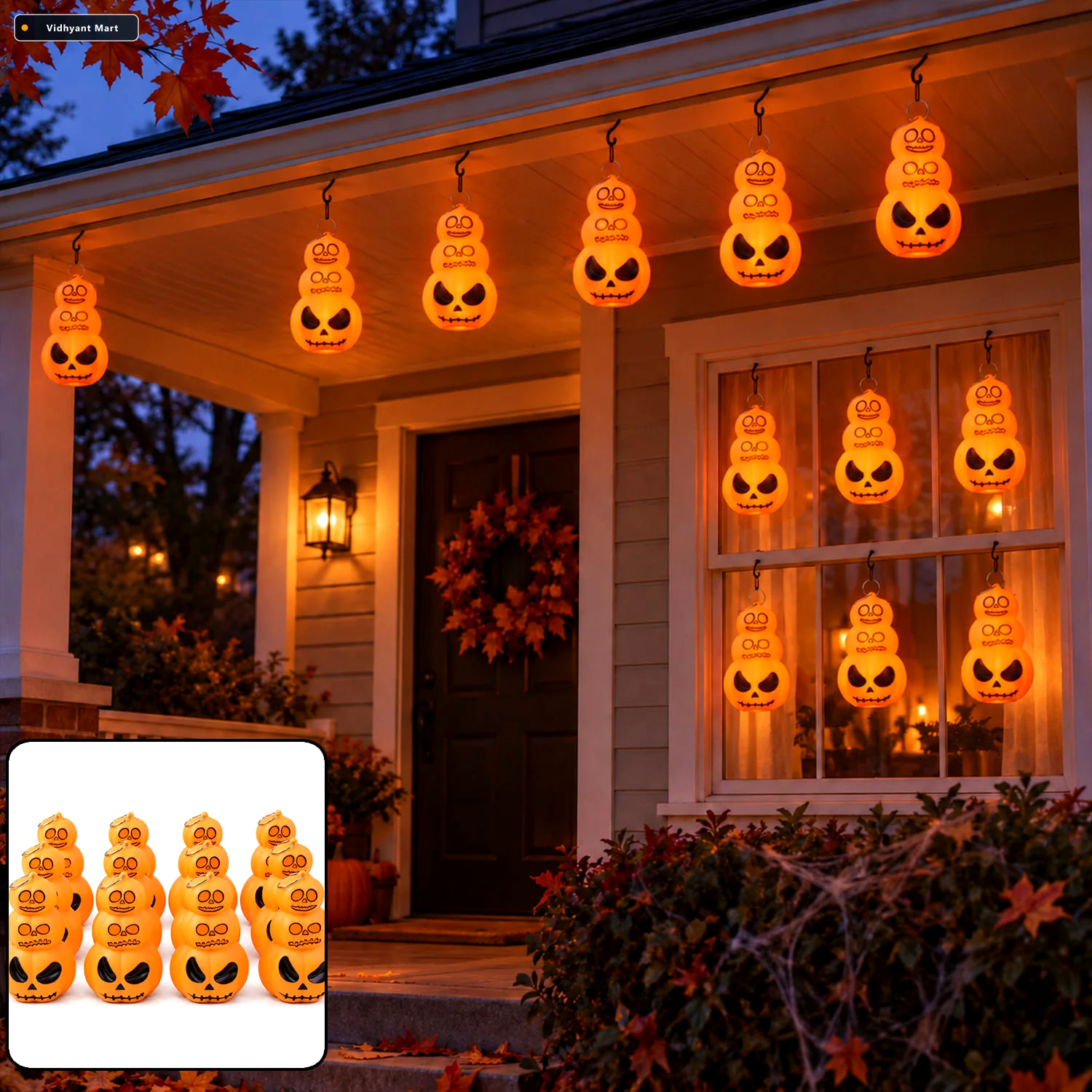 Vidhyant Mart Halloween Three Tier Pumpkin Led Lights For Hangin 2