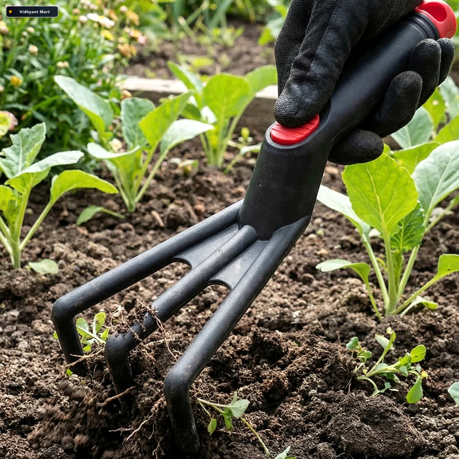 Vidhyant Mart Hand Garden Cultivator Rake Lightweight Soil Loose 4