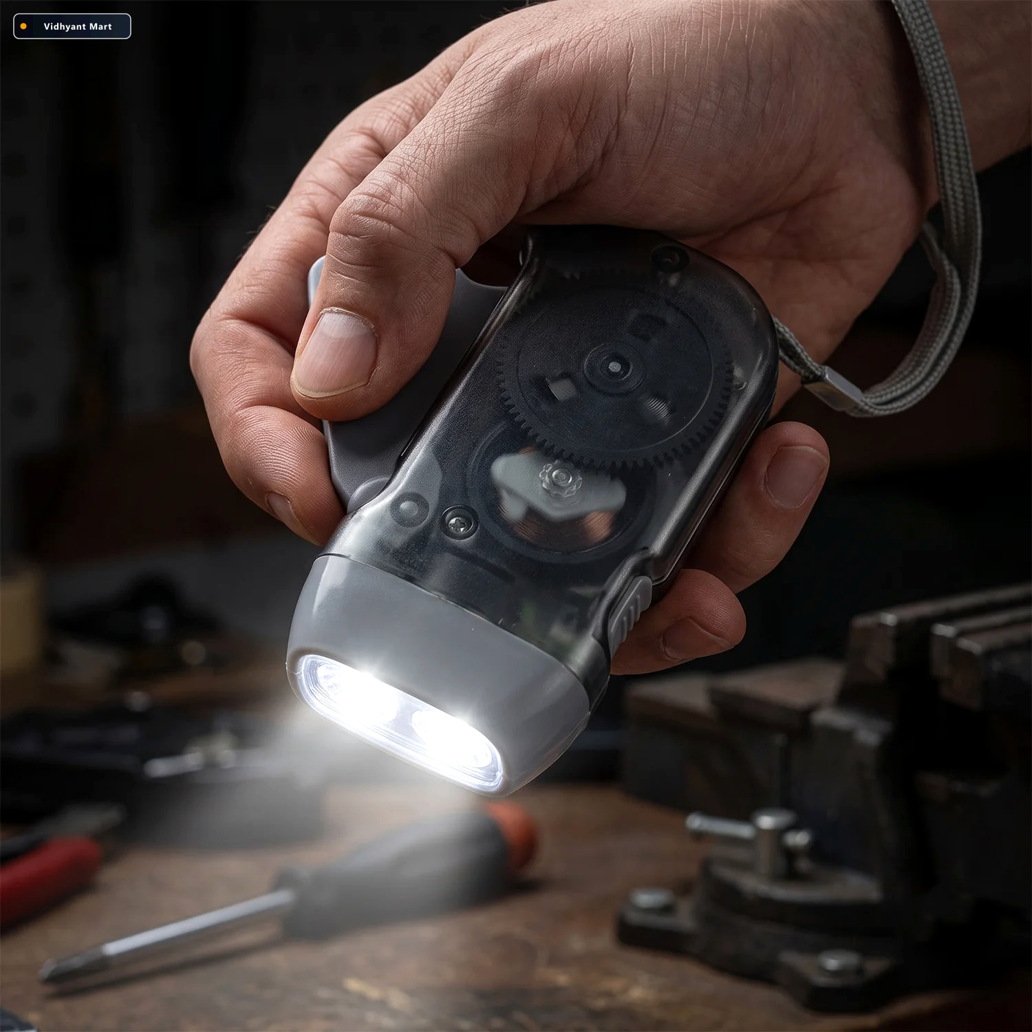 Vidhyant Mart Hand Press Torch Battery Free 3 Led Flashlight For 2