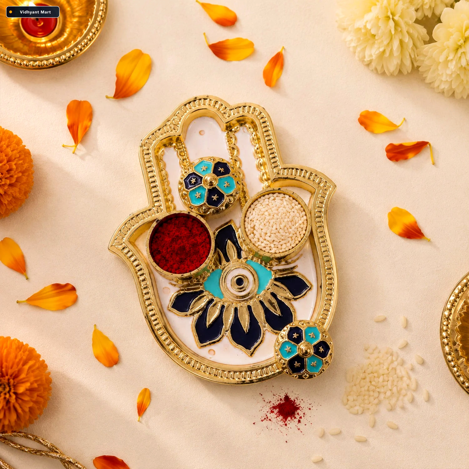 Vidhyant Mart Hand Shaped Kankavati Elegant Puja Storage With En 2