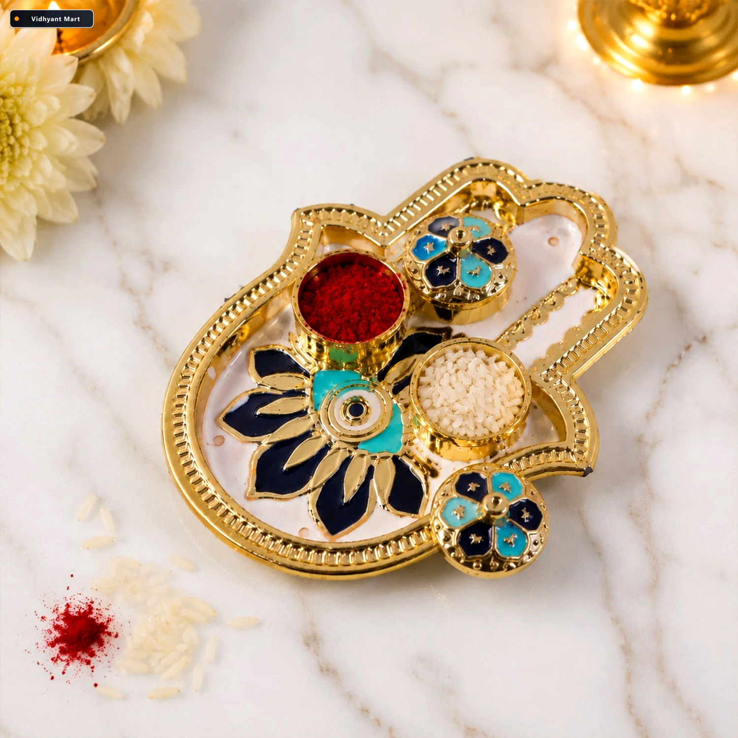Vidhyant Mart Hand Shaped Kankavati Elegant Puja Storage With En 3