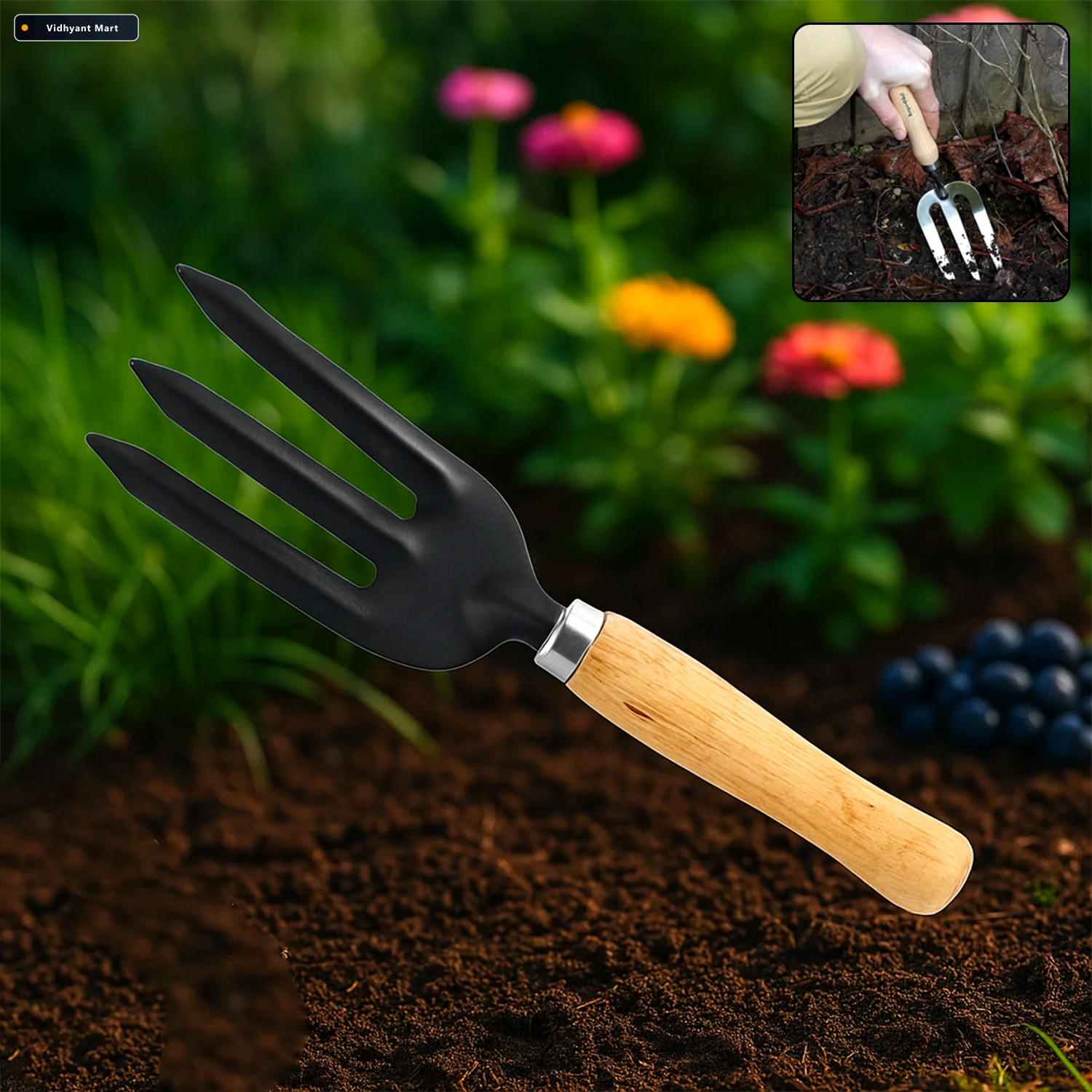 Vidhyant Mart Hand Weeding Fork Durable Steel Garden Tool Grow G 2
