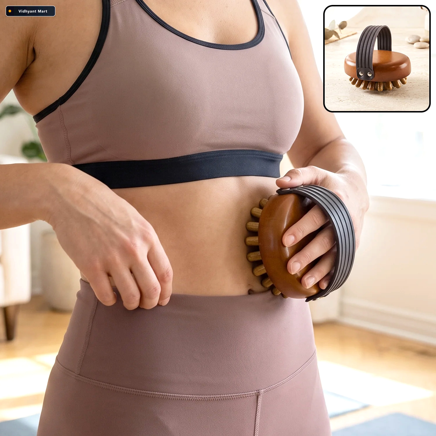 Vidhyant Mart Handheld Wooden Anti Cellulite Body Massager Brush 1