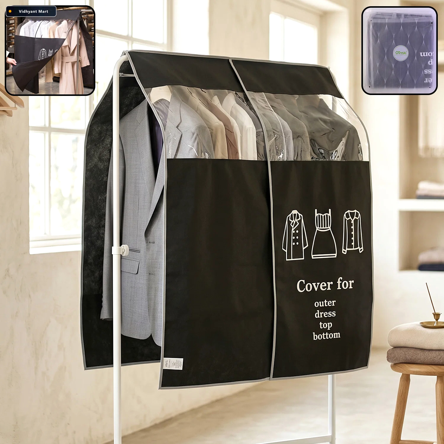 Vidhyant Mart Hanging Garment Dust Cover Keeps Clothes Neat Dust 1