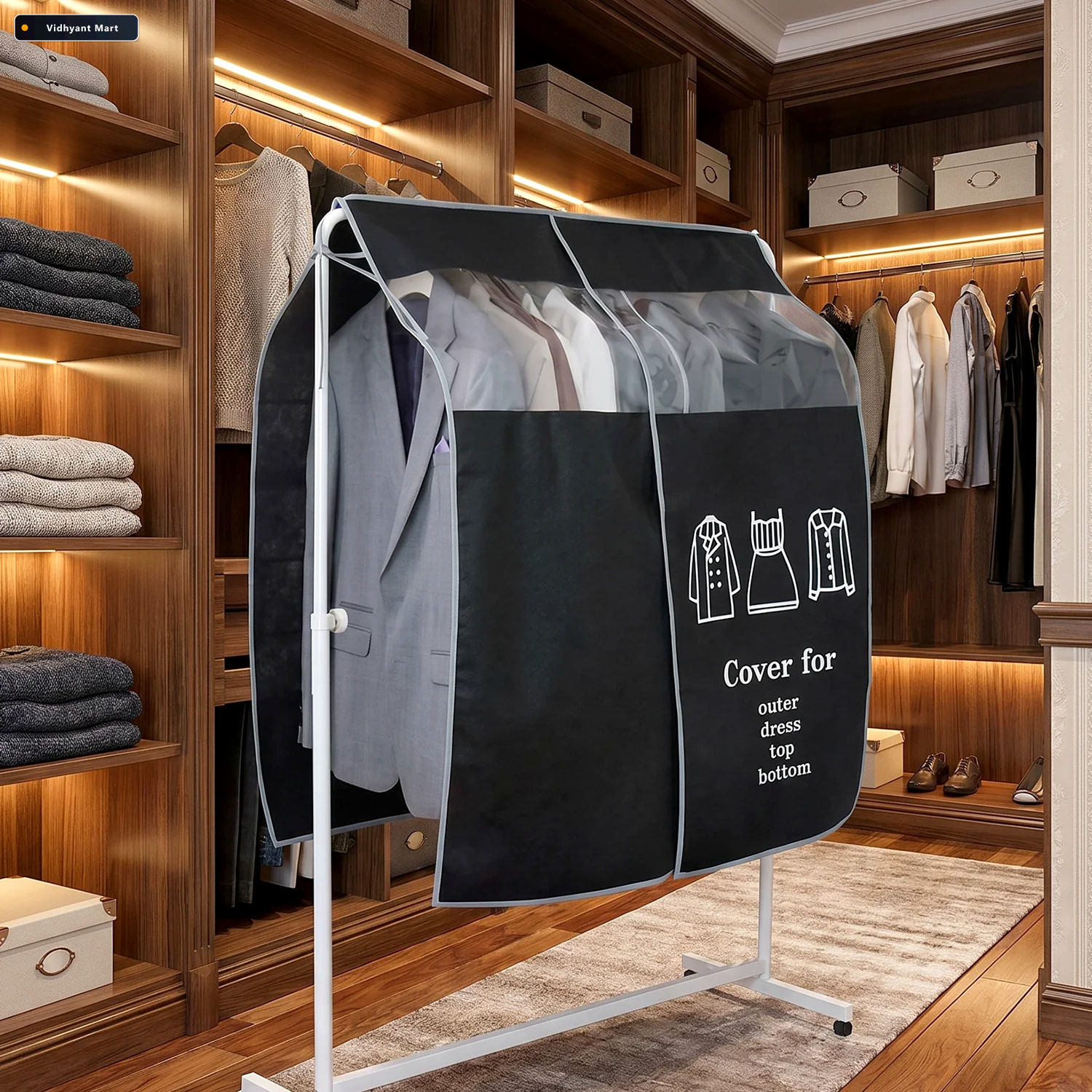 Vidhyant Mart Hanging Garment Dust Cover Keeps Clothes Neat Dust 3