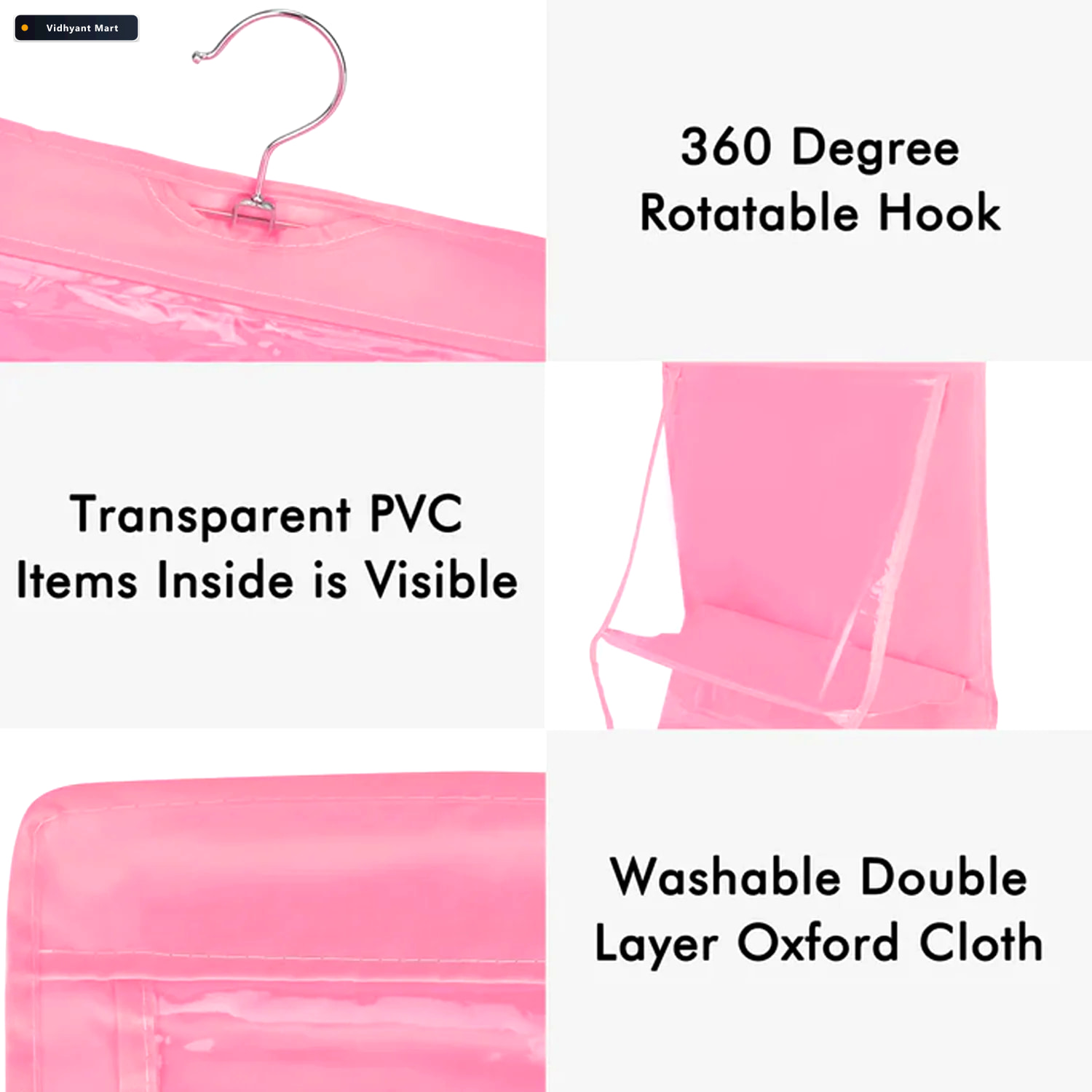 Vidhyant Mart Hanging Purse Organizer 6 Pockets Wardrobe Storage 2