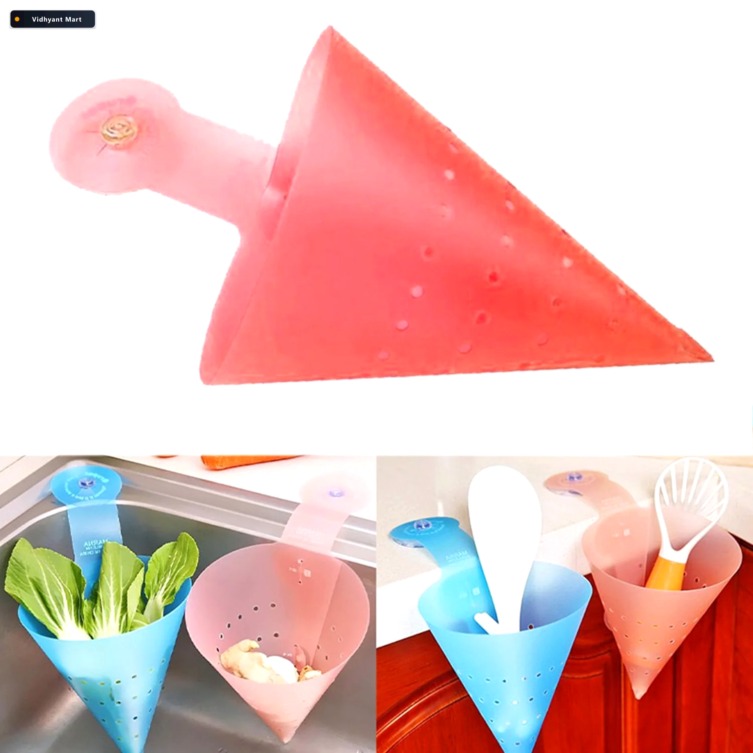 Vidhyant Mart Hanging Sink Corner Strainer Space Saving Kitchen 2