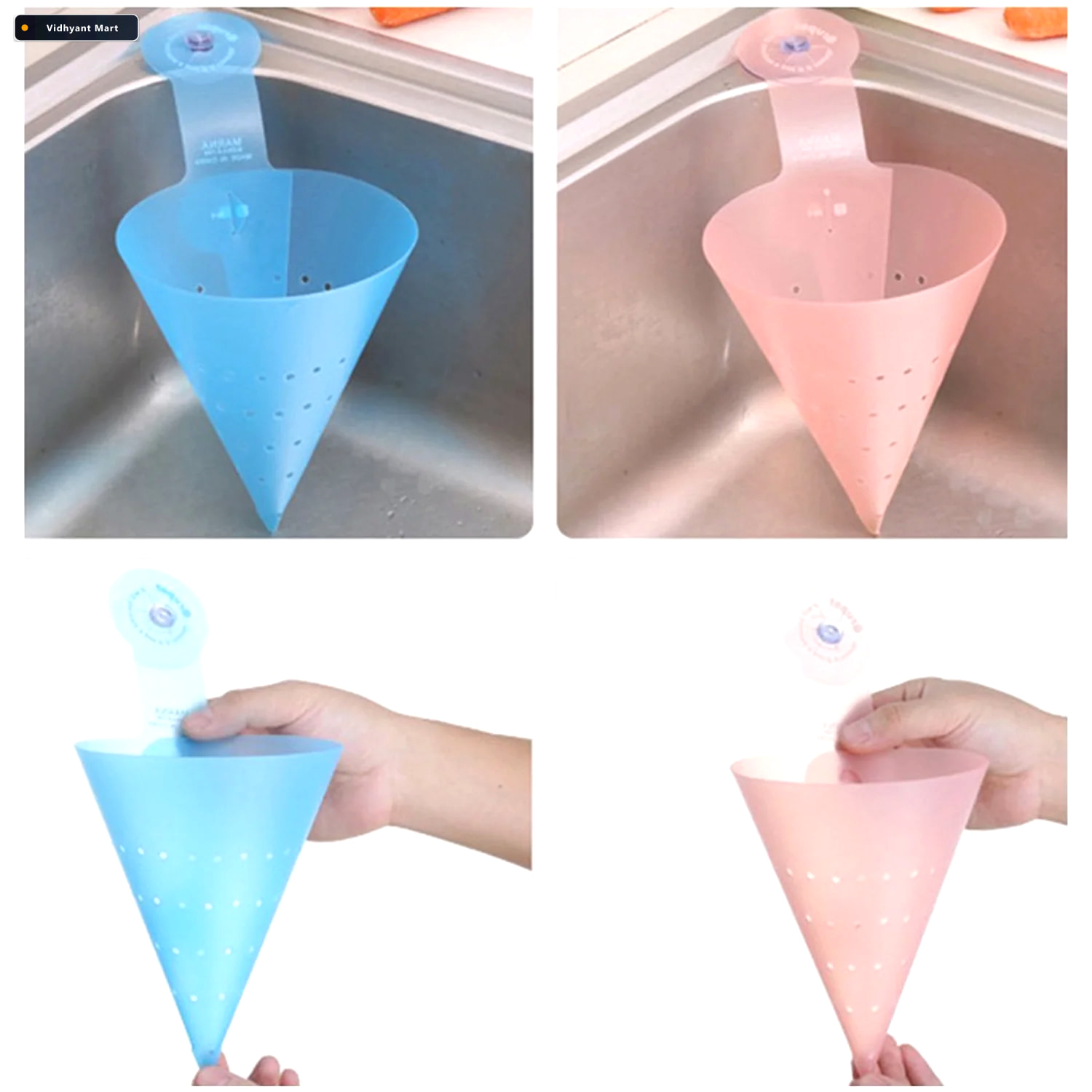 Vidhyant Mart Hanging Sink Corner Strainer Space Saving Kitchen 3