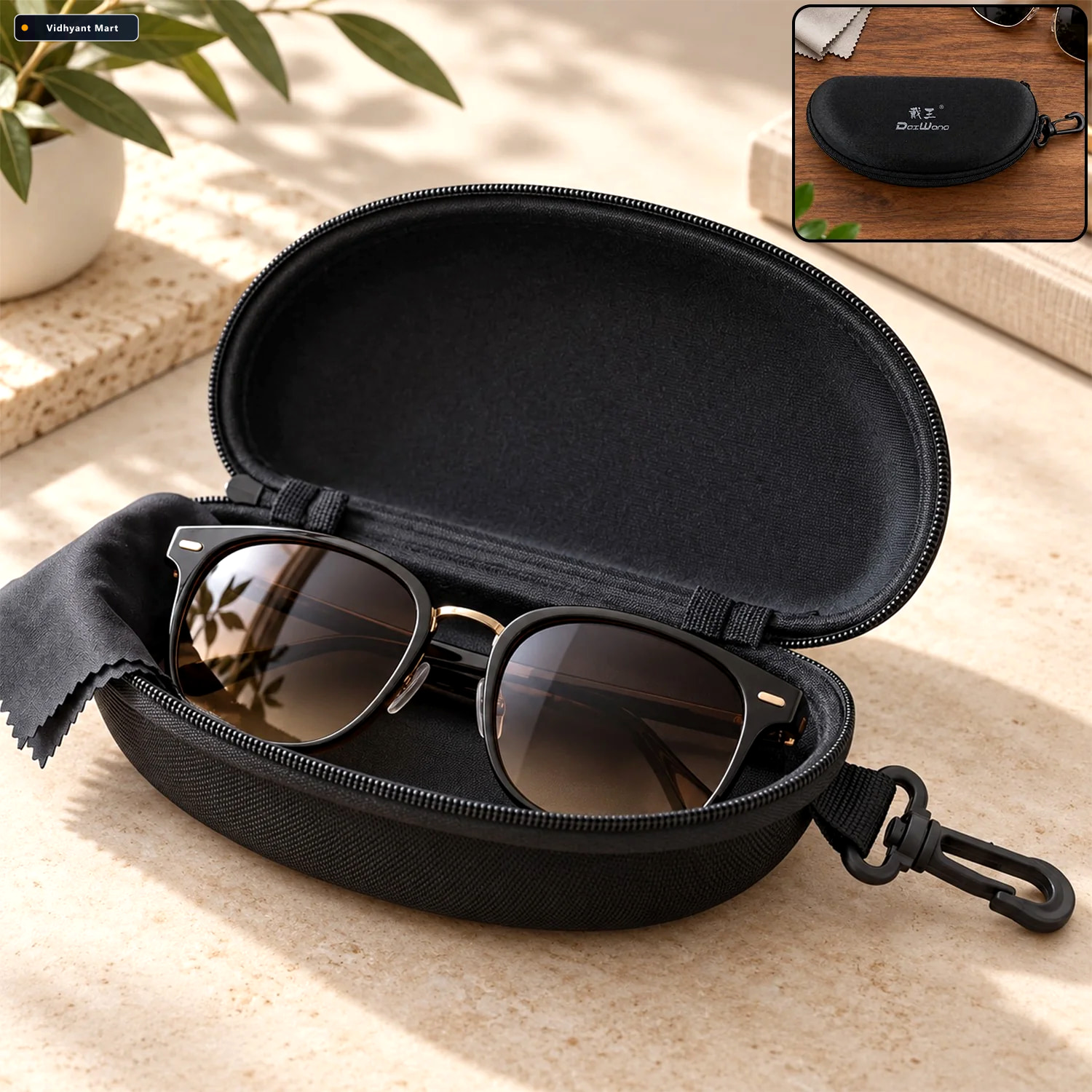 Vidhyant Mart Hard Shell Sunglasses Case With Zip And Clip For T 1