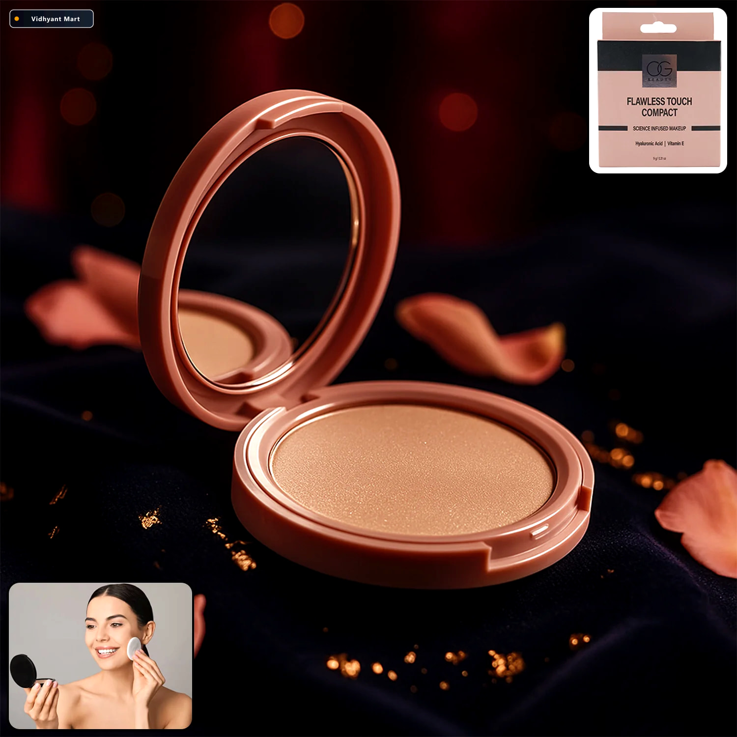 Vidhyant Mart Hazelnut Compact Powder Flawless Matte Finish With 1