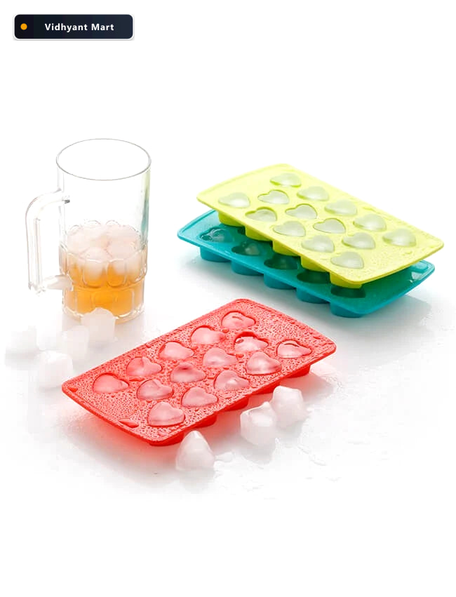 Vidhyant Mart Heart Shape Ice Cube Tray 14 Cavities Multicolor C 4
