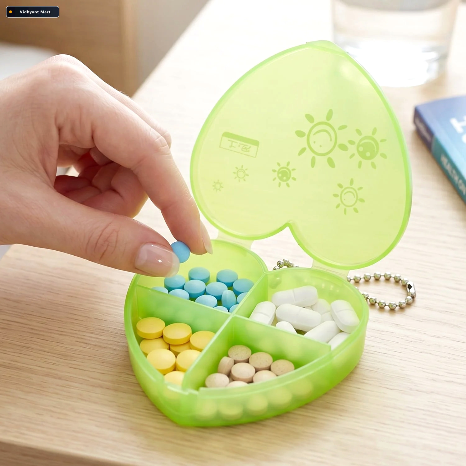 Vidhyant Mart Heart Shape Pill Organizer Compact Travel Friendly 3