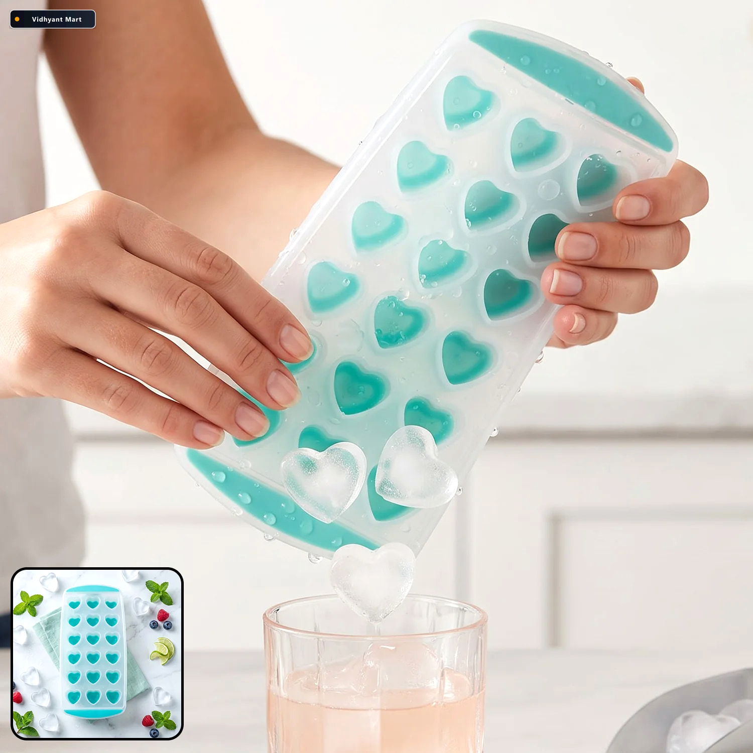 Vidhyant Mart Heart Shape Plastic Ice Cube Tray With Easy Releas 1