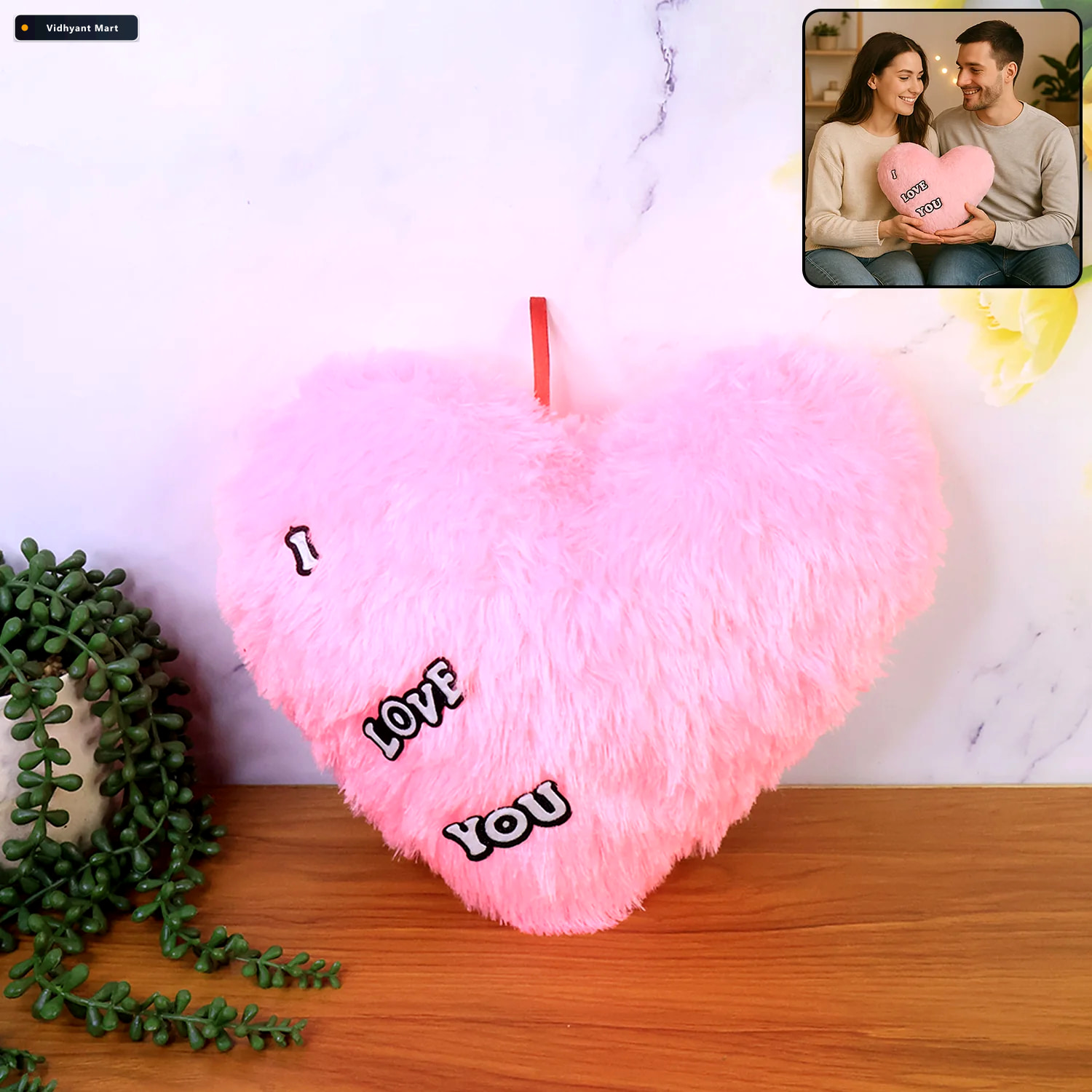 Vidhyant Mart Heart Shape Plush Cushion Soft Romantic Love Pillo 1