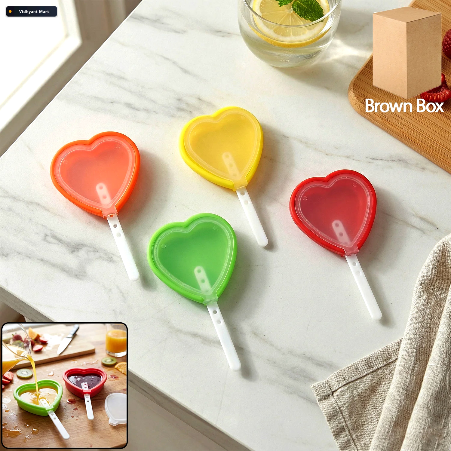 Vidhyant Mart Heart Shape Silicone Popsicle Mold Reusable Fun Fr 1