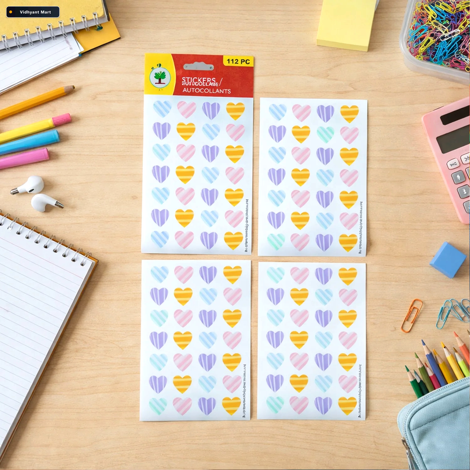 Vidhyant Mart Heart Shape Stickers Set 112 Colorful Decorative P 2