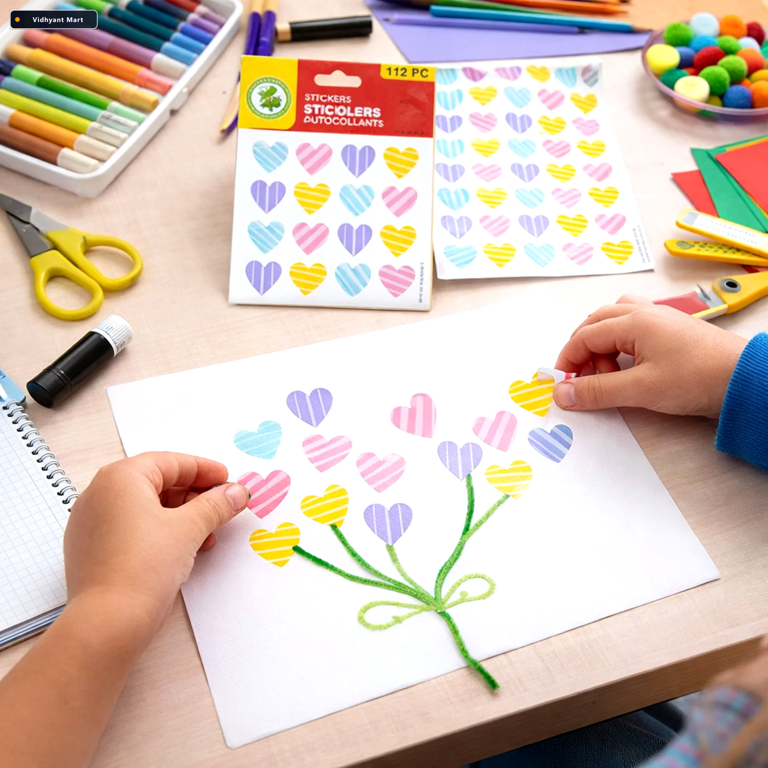 Vidhyant Mart Heart Shape Stickers Set 112 Colorful Decorative P 3