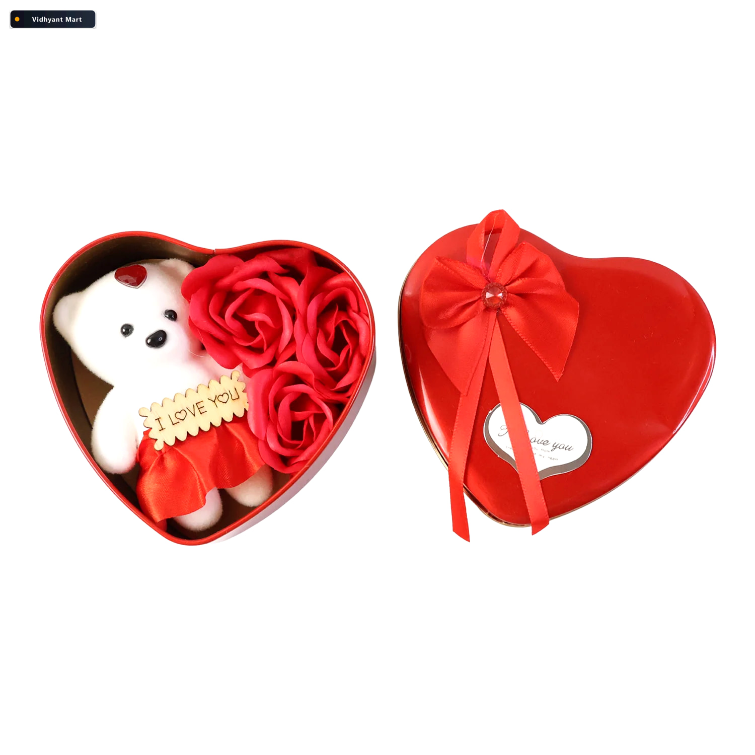 Vidhyant Mart Heart Shape Valentines Gift Box With Teddy Bear Ro 4