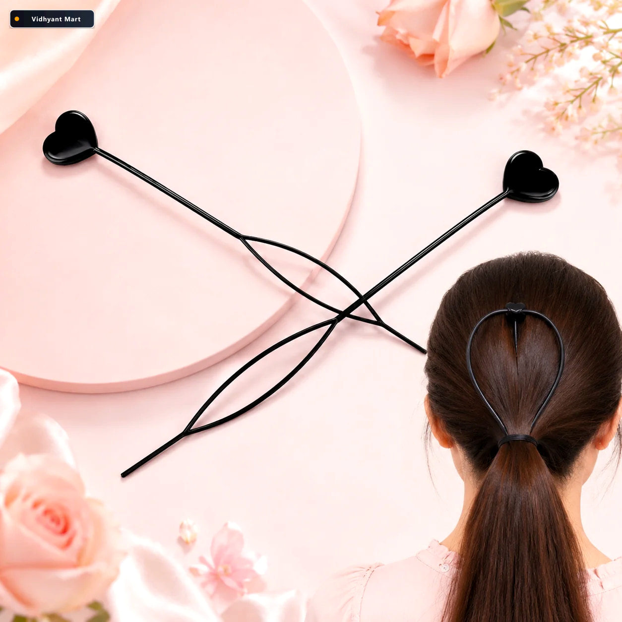 Vidhyant Mart Heart Shaped Hairpin Set Stylish Black Clips For A 1
