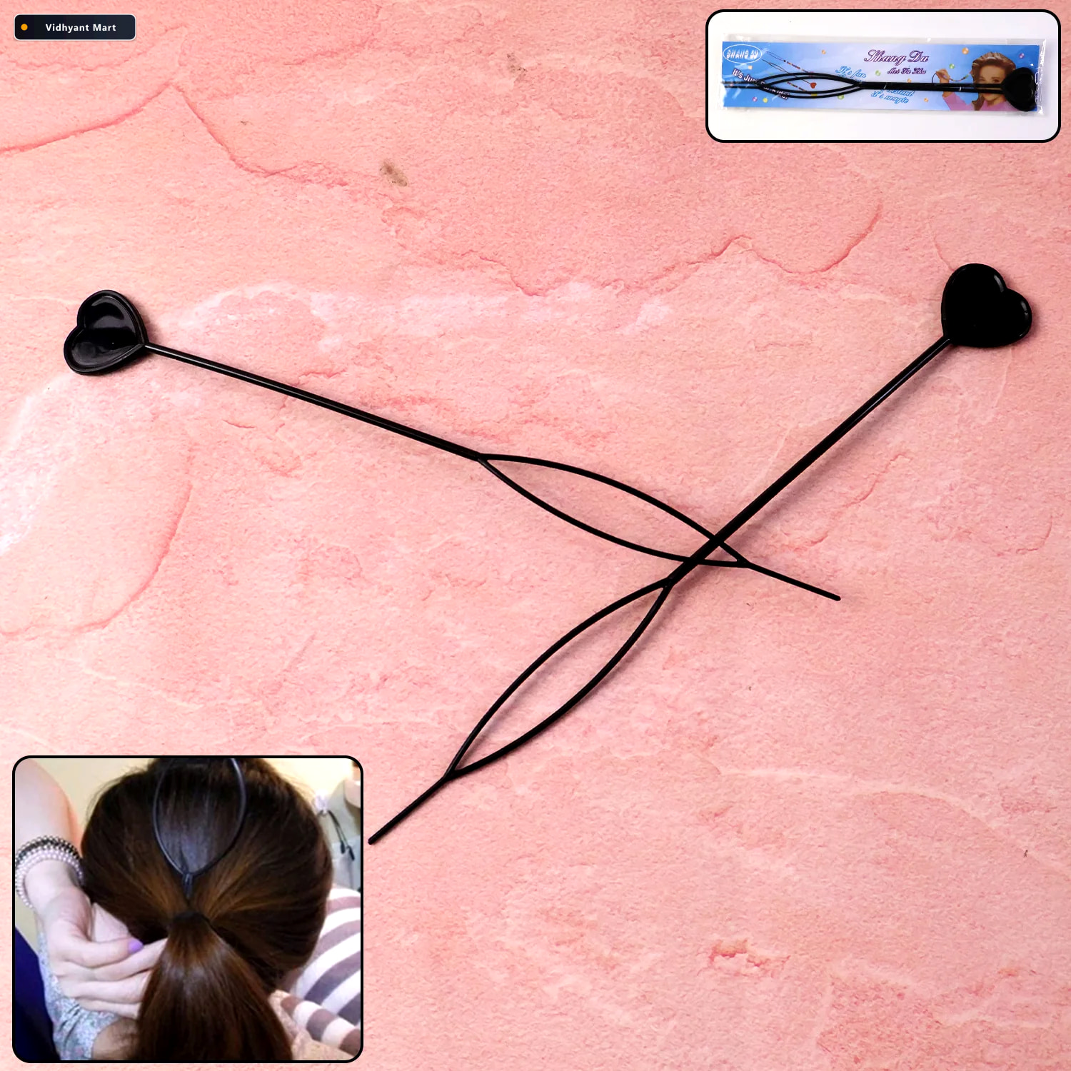 Vidhyant Mart Heart Shaped Hairpin Set Stylish Black Clips For A 2
