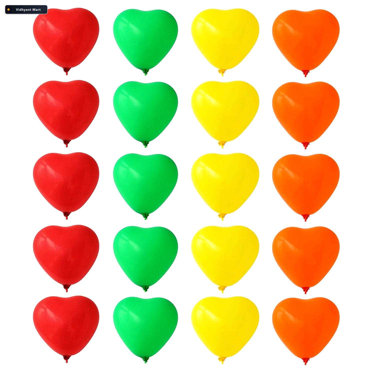 Vidhyant Mart Heart Shaped Latex Balloons Multicolor Party Pack 2