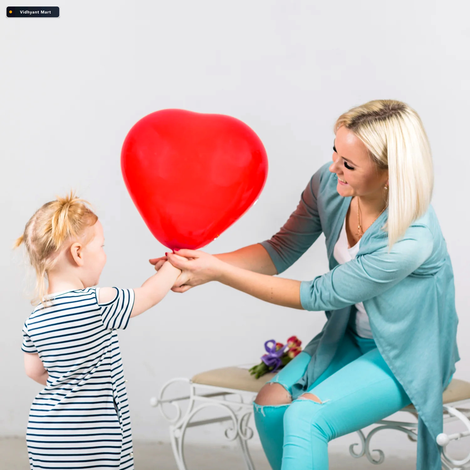 Vidhyant Mart Heart Shaped Latex Balloons Multicolor Party Pack 4