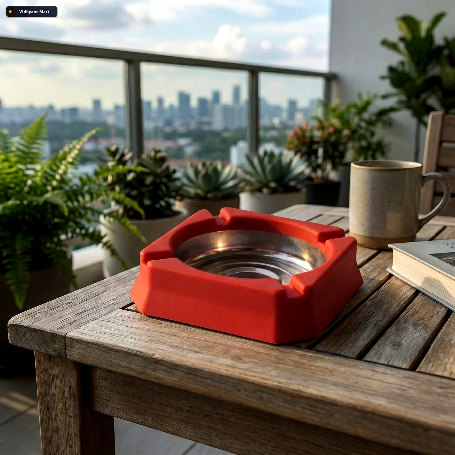 Vidhyant Mart Heat Resistant Ashtray Stainless Steel Inner Bowl 2