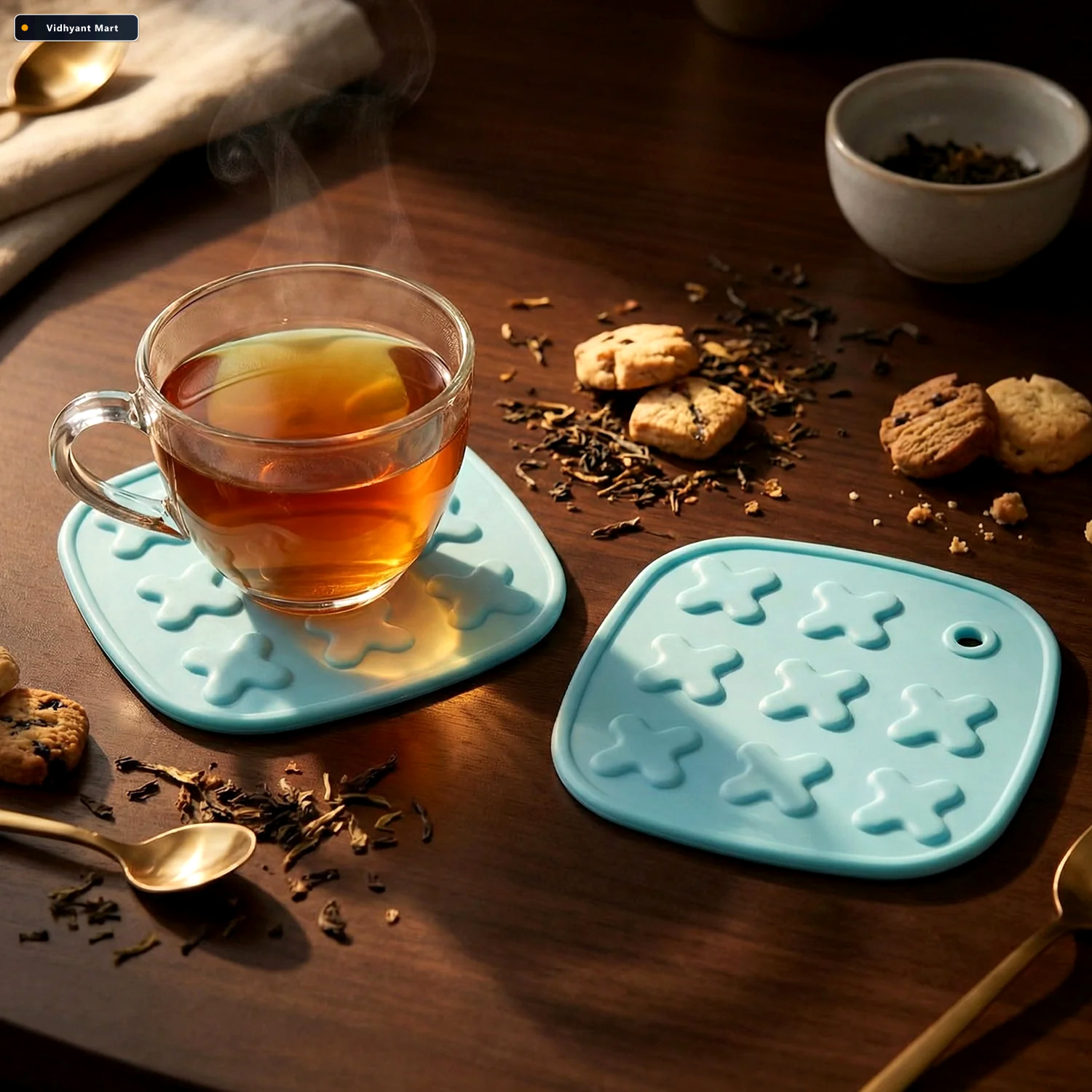 Vidhyant Mart Heat Resistant Cup Coaster Hot Pot Pad Set 2 Piece 3