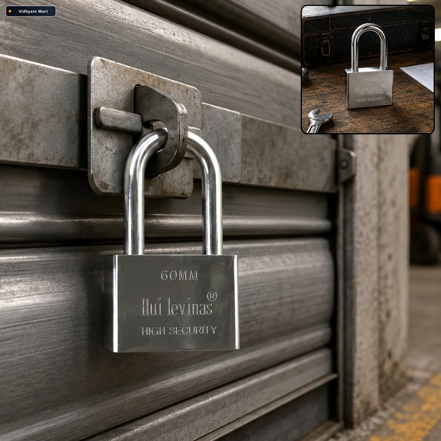 Vidhyant Mart Heavy Duty 60mm Solid Metal Padlock With Keys For 1