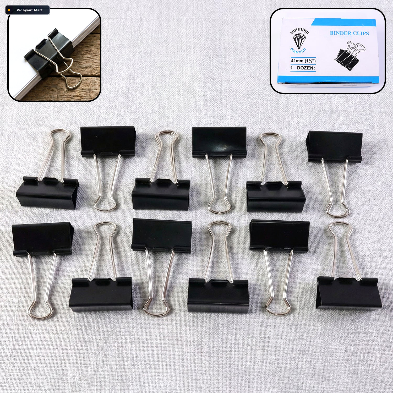 Vidhyant Mart Heavy Duty Binder Clips Extra Large 41mm Strong Gr 1