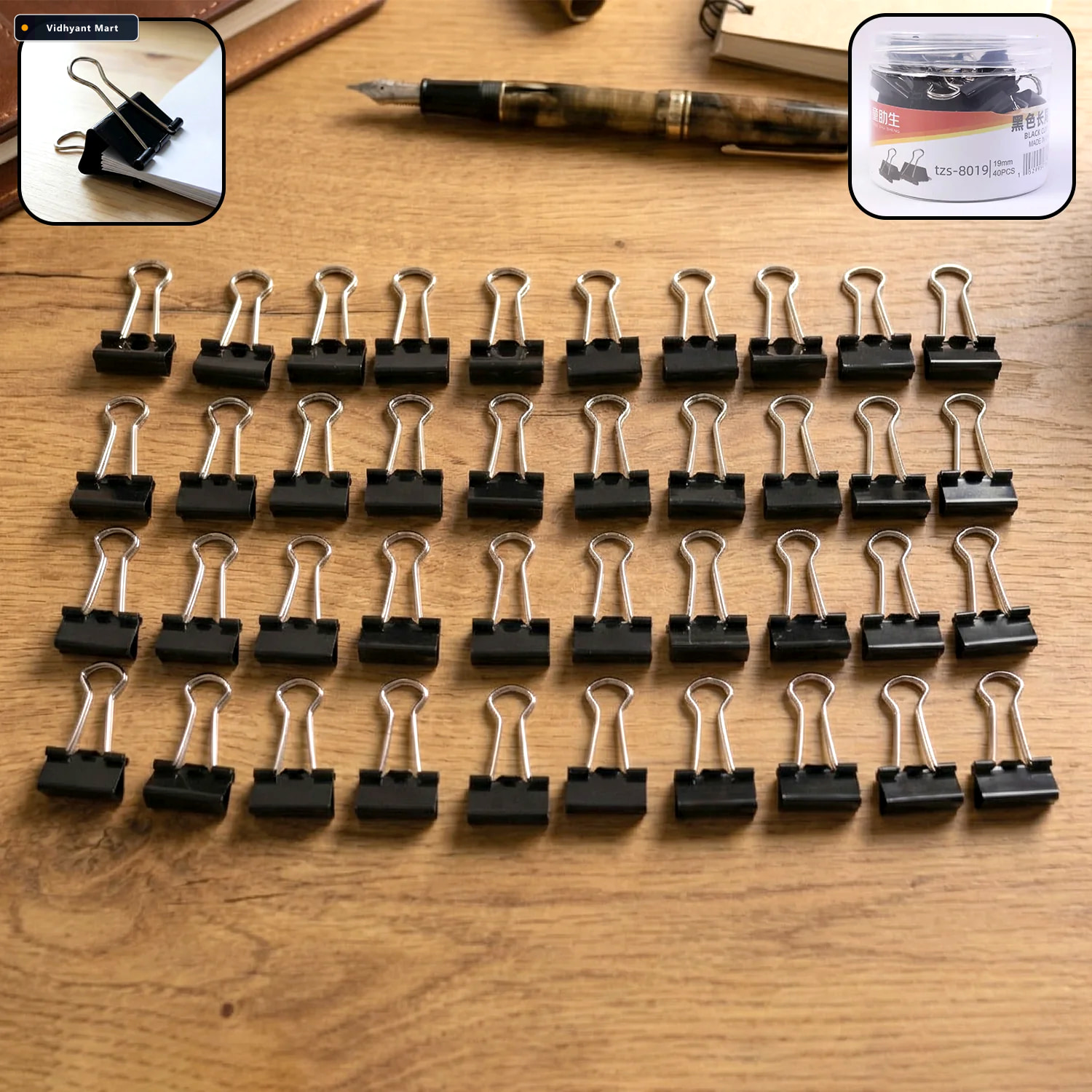 Vidhyant Mart Heavy Duty Binder Clips Strong 19 Mm Metal 40 Pc S 1