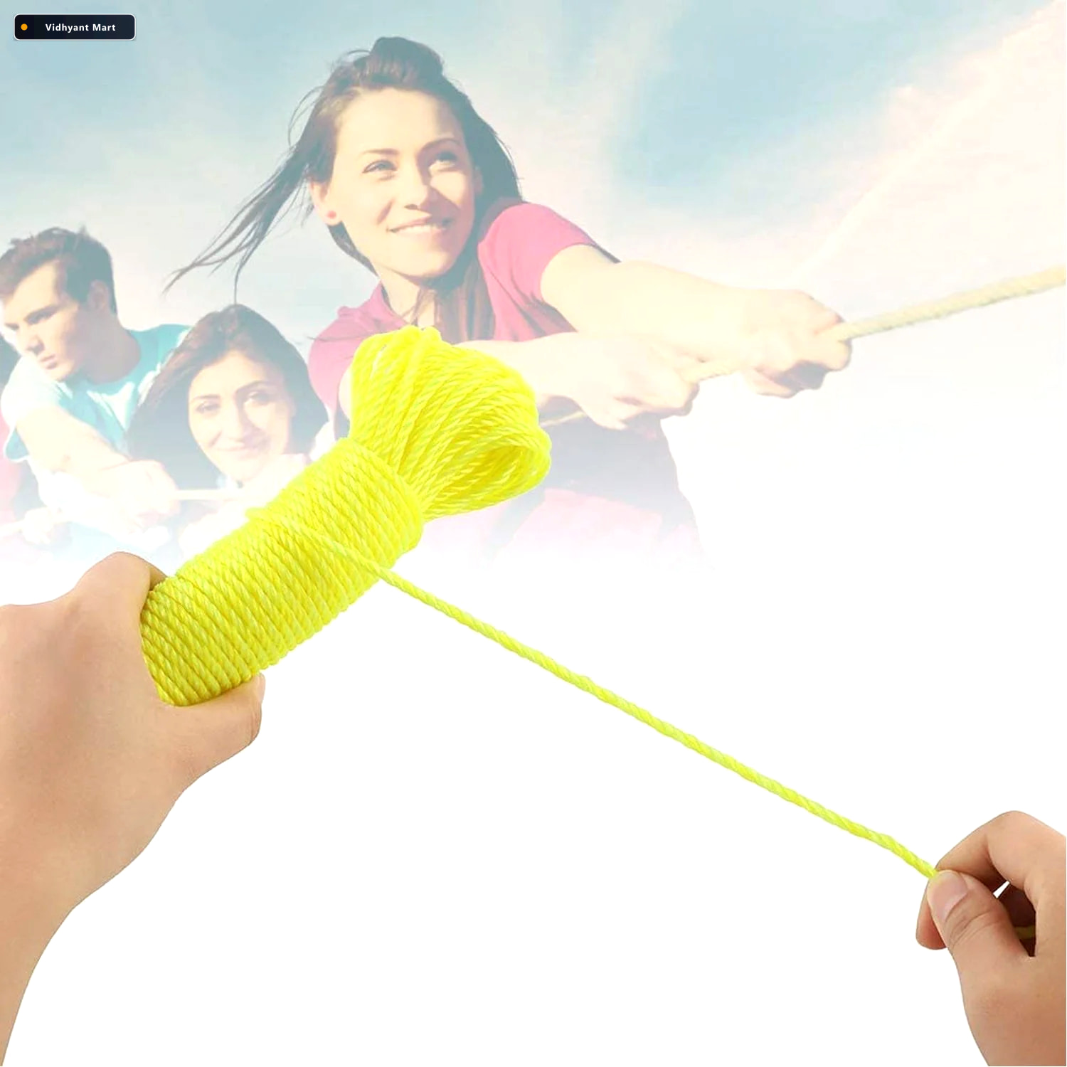 Vidhyant Mart Heavy Duty Clothesline 3m Portable Drying Rope Bat 4