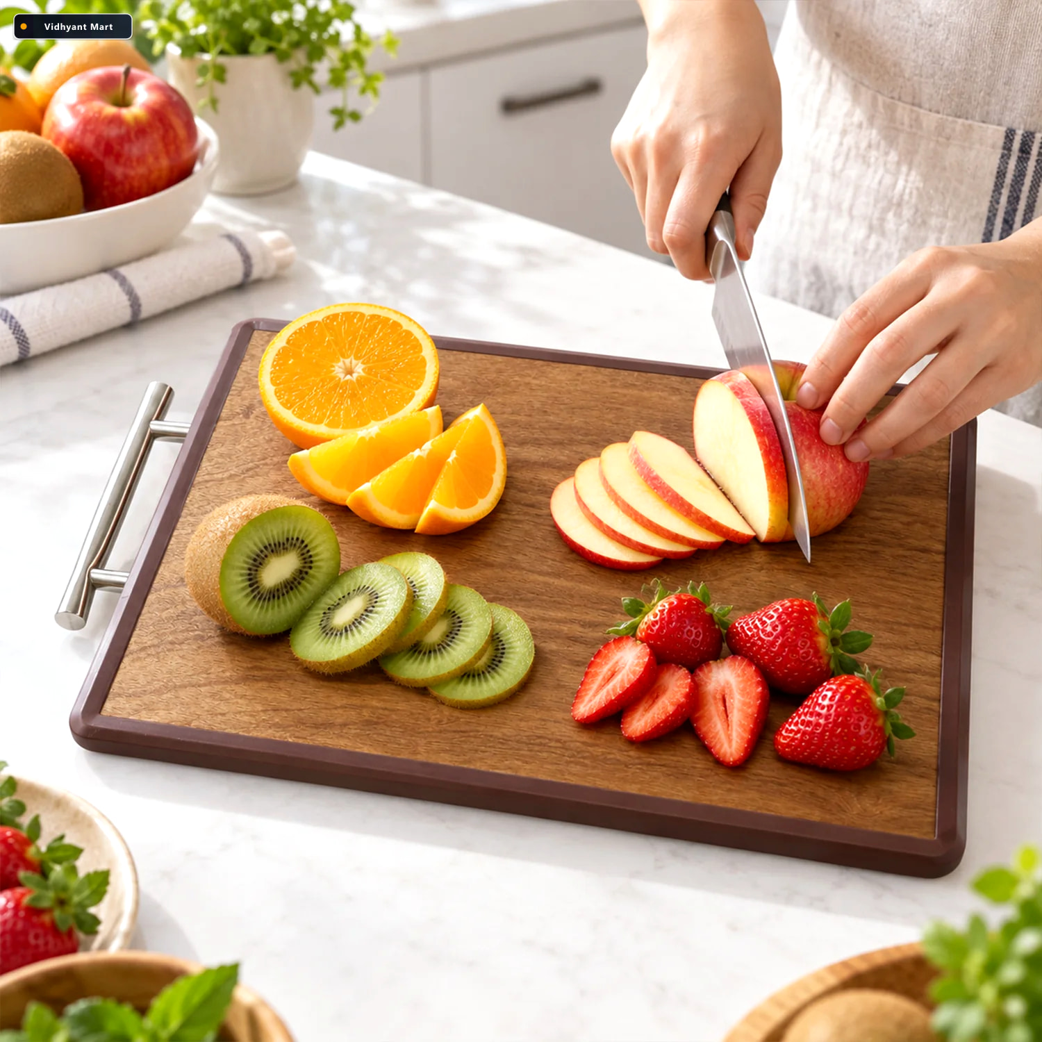 Vidhyant Mart Heavy Duty Dual Sided Chopping Board With Handle F 2