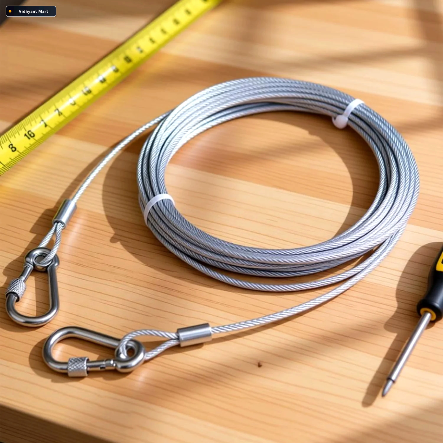 Vidhyant Mart Heavy Duty Ss Wire Clothesline Rope With Locking H 3
