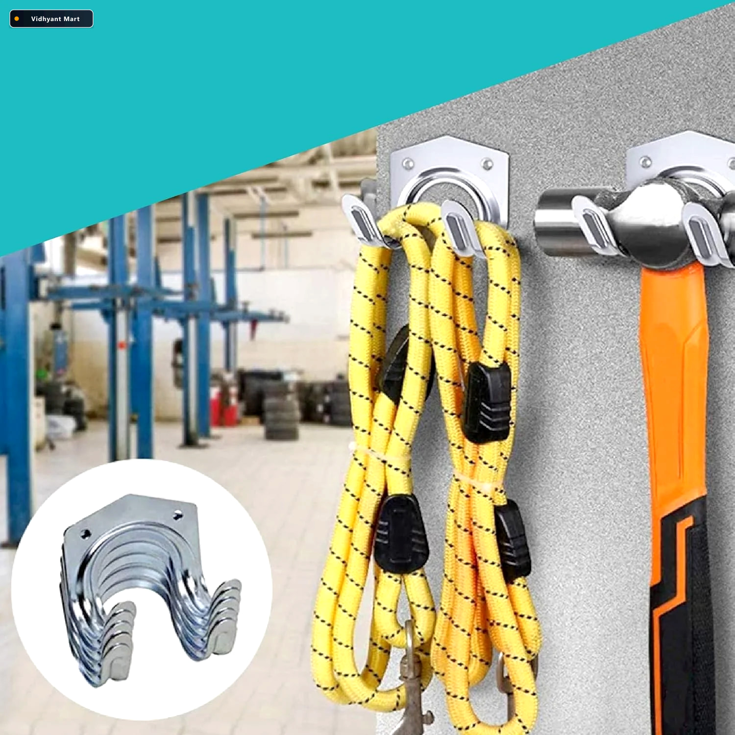 Vidhyant Mart Heavy Duty Tool Hanger Hooks 5 Pack Garage Storage 2