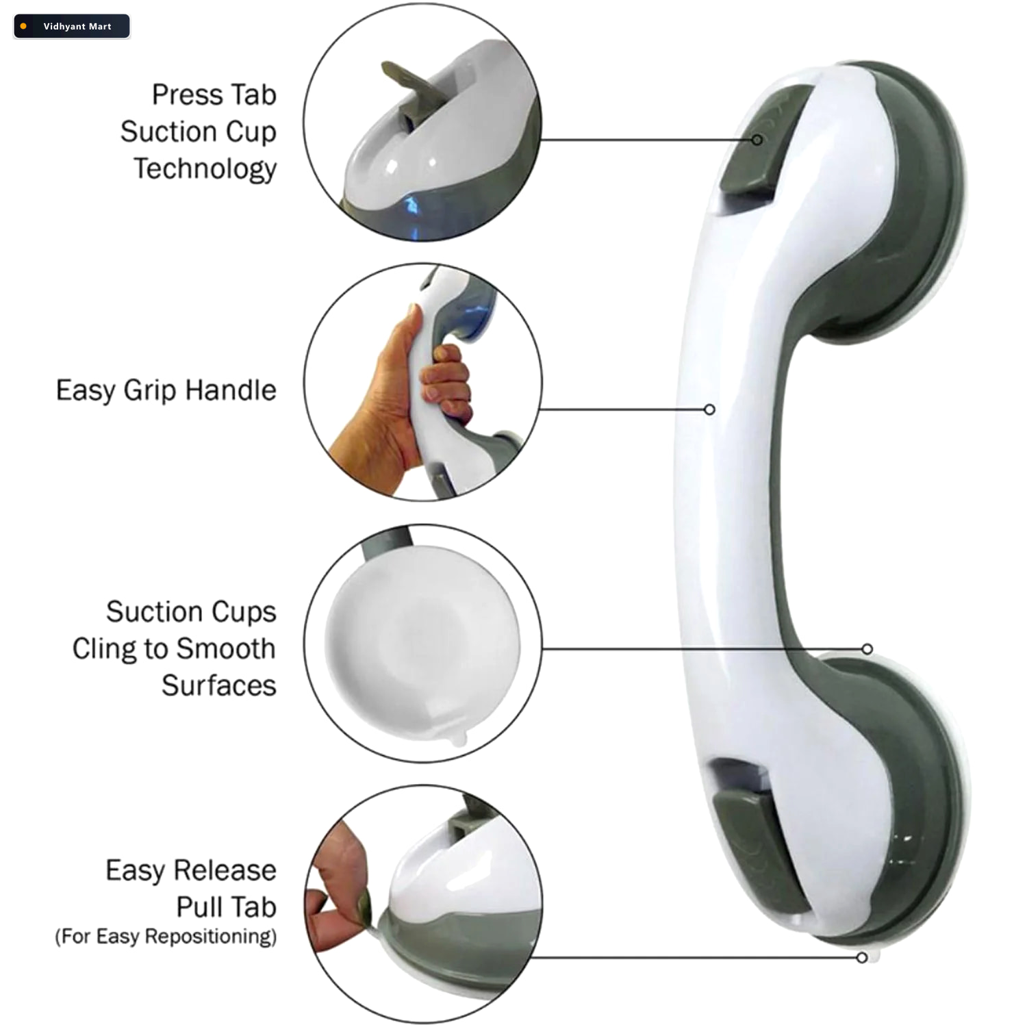 Vidhyant Mart Helping Handle Portable Suction Grip For Door Supp 4