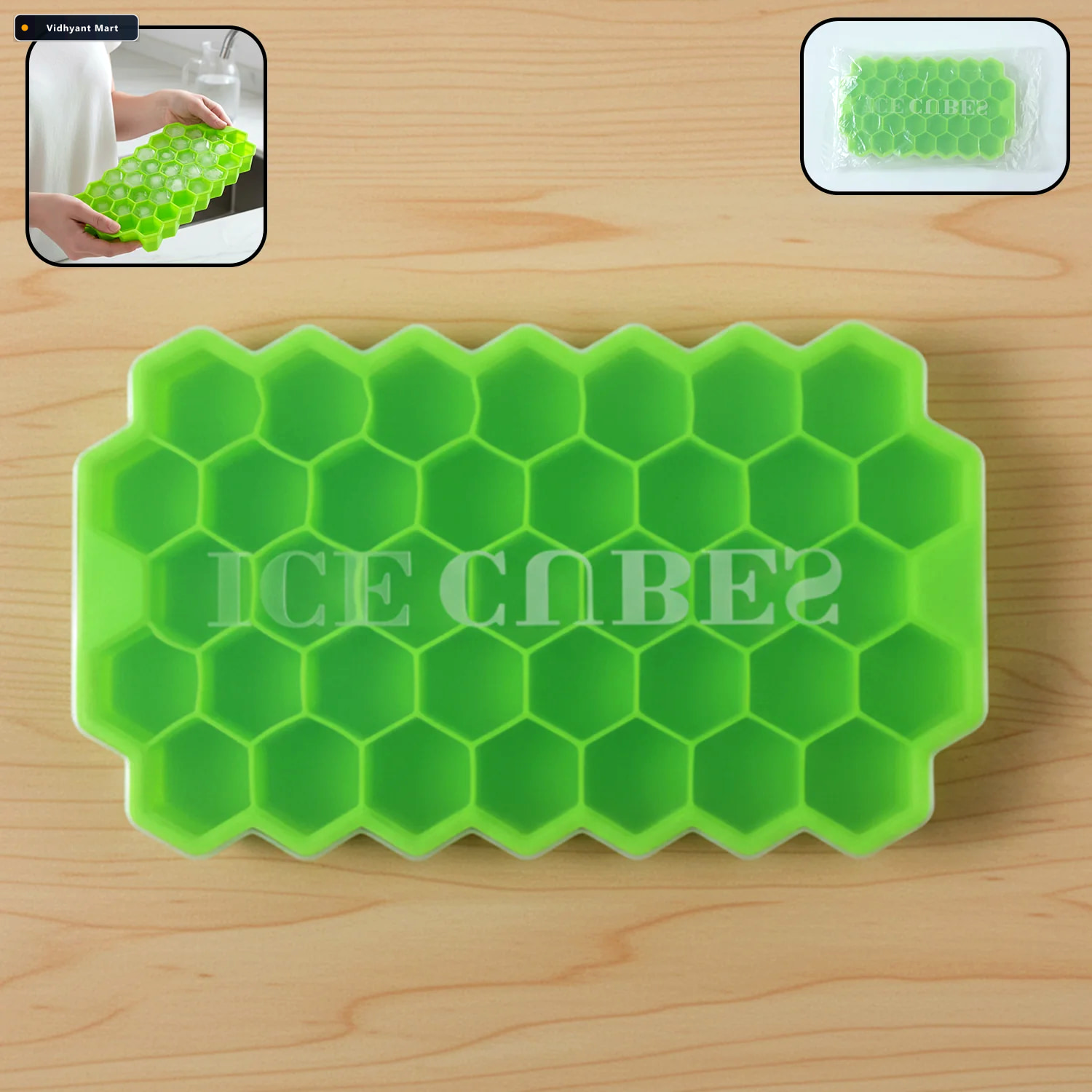 Vidhyant Mart Honeycomb Silicone Ice Cube Tray With Lid Hexagon 1