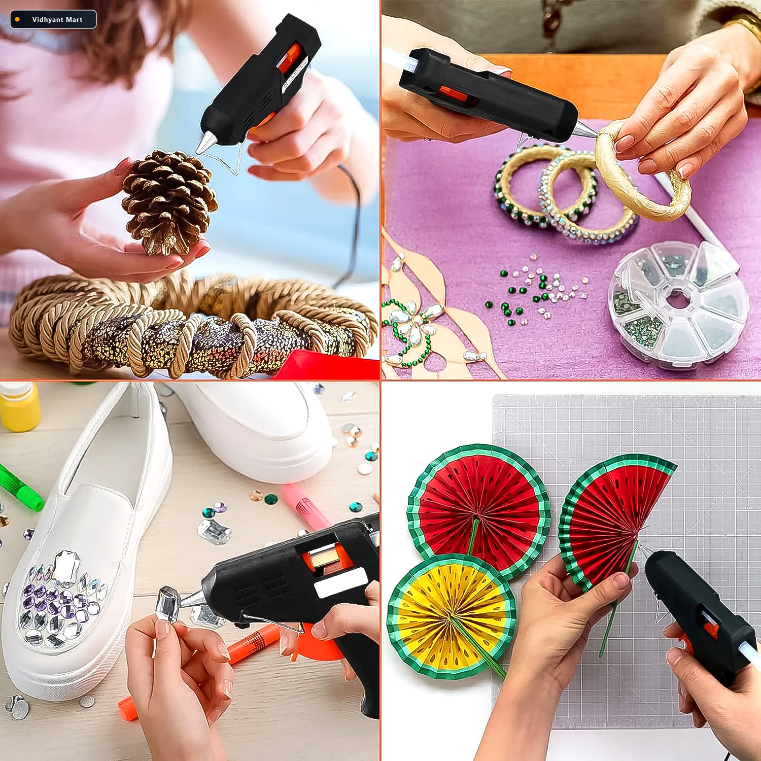 Vidhyant Mart Hot Melt Glue Gun 40w Rapid Heating For Precise Cr 2