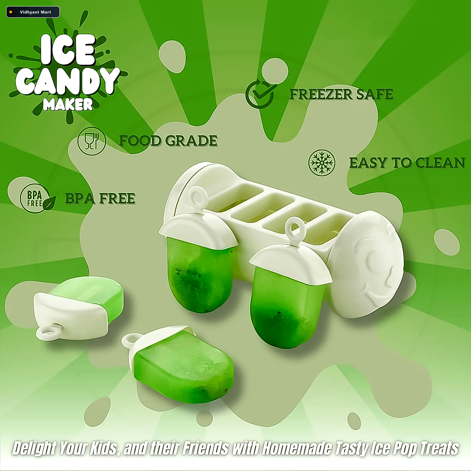 Vidhyant Mart Ice Candy Maker 4 Compartment Homemade Kulfi Mould 2