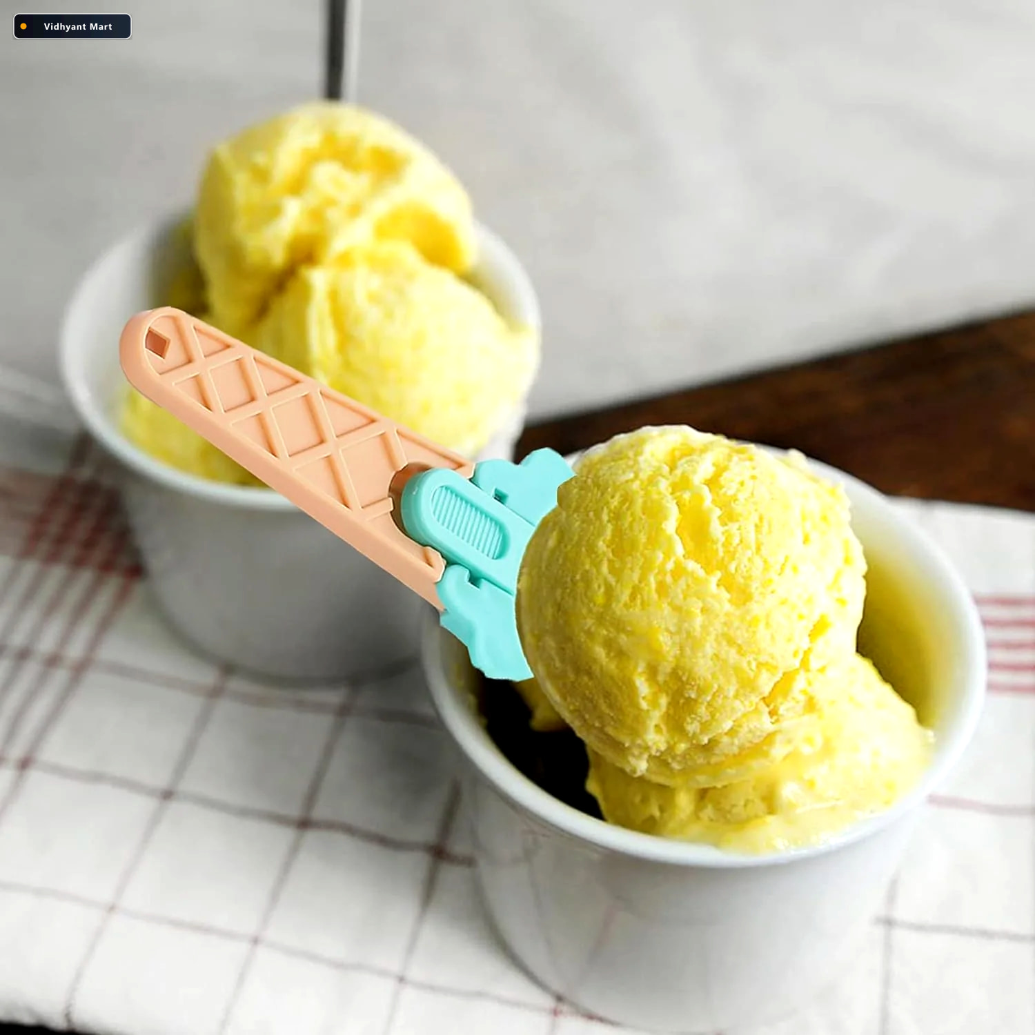Vidhyant Mart Ice Cream Scoop Set Easy Release 2 Pc Plastic Quic 2