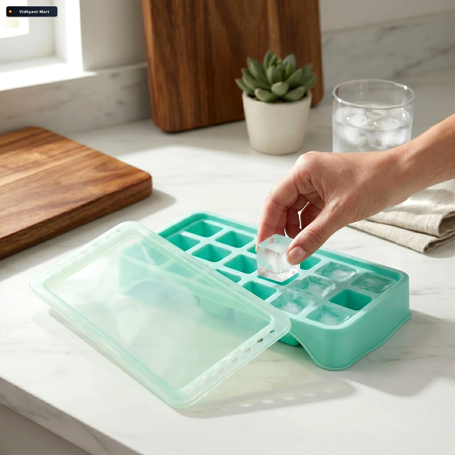 Vidhyant Mart Ice Cube Tray Leak Proof With 18 Grid Silicone Des 2