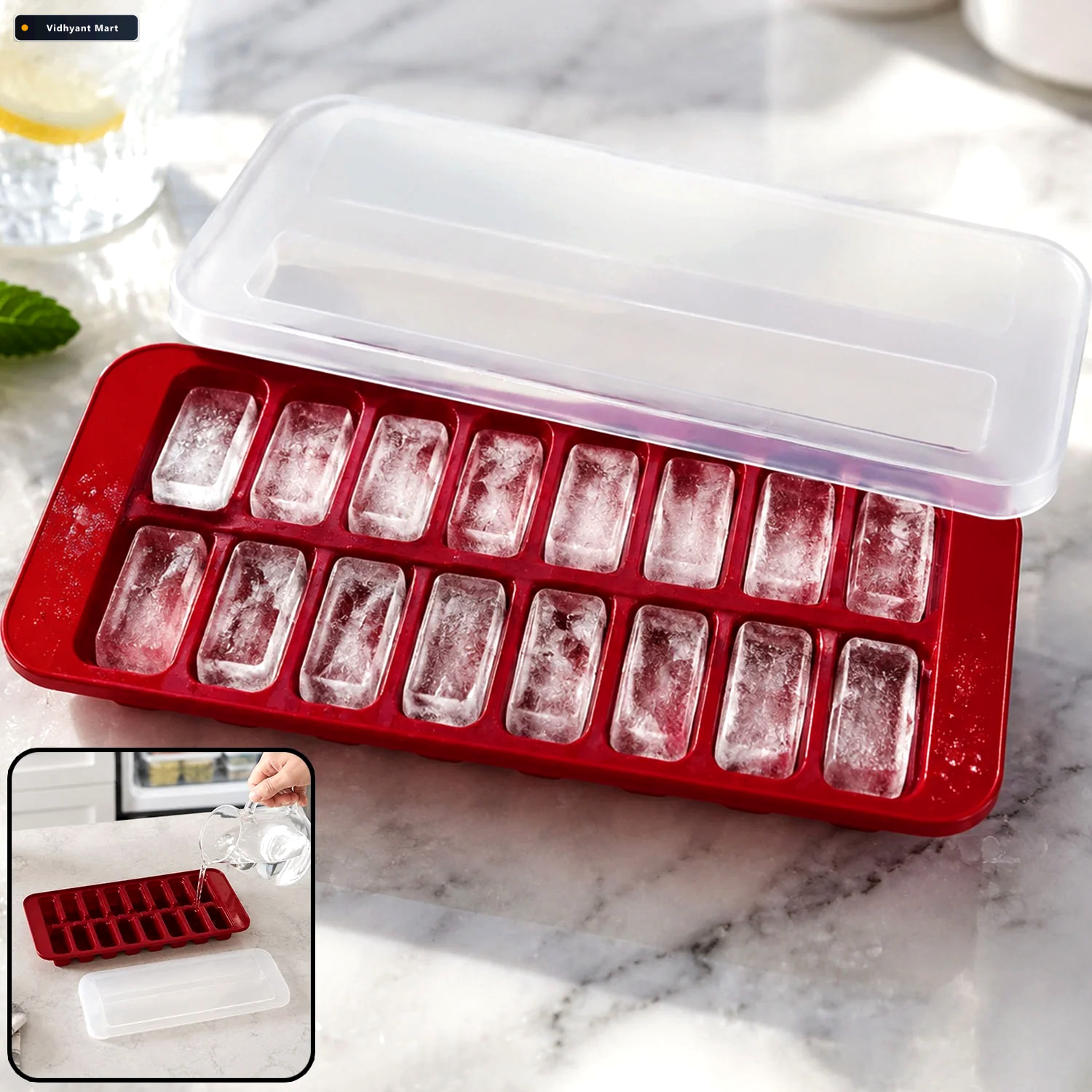 Vidhyant Mart Ice Cube Tray With 2 In 1 Compartment Leakproof Du 1