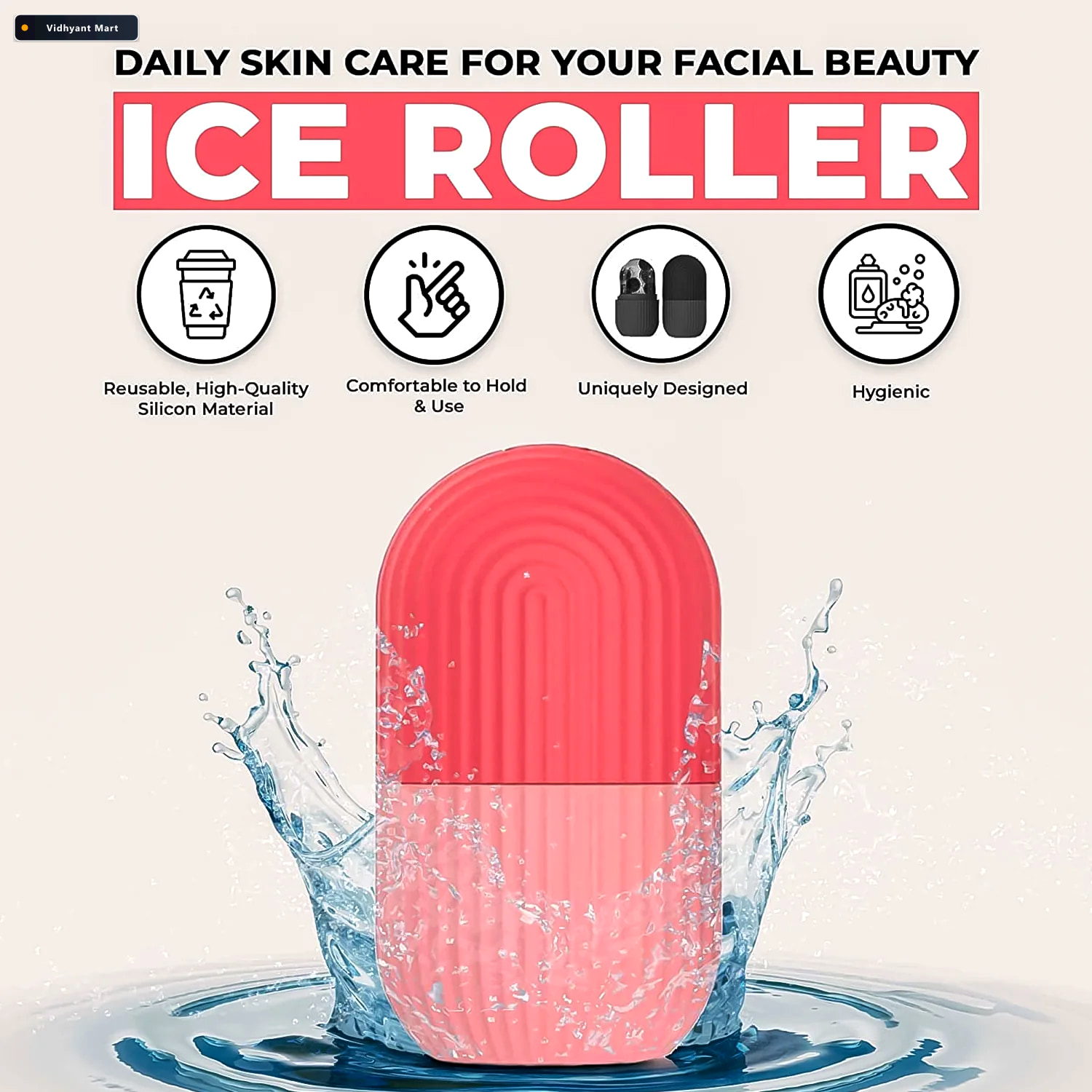 Vidhyant Mart Ice Face Roller Reusable Facial Massager Velvet We 3