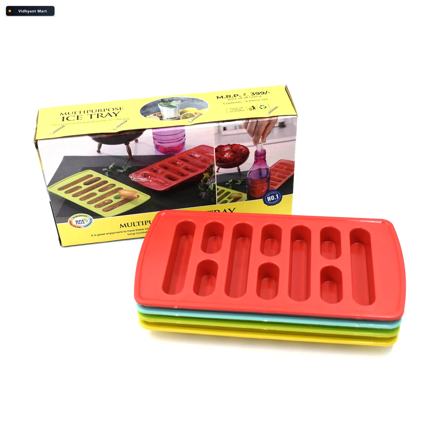 Vidhyant Mart Ice Tray Set Lightweight Easy To Use For Quick Ice 3