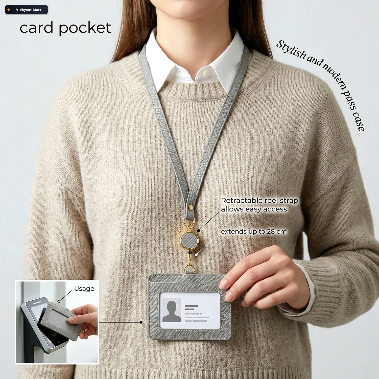 Vidhyant Mart Id Card Holder With Adjustable Neck Strap Durable 2