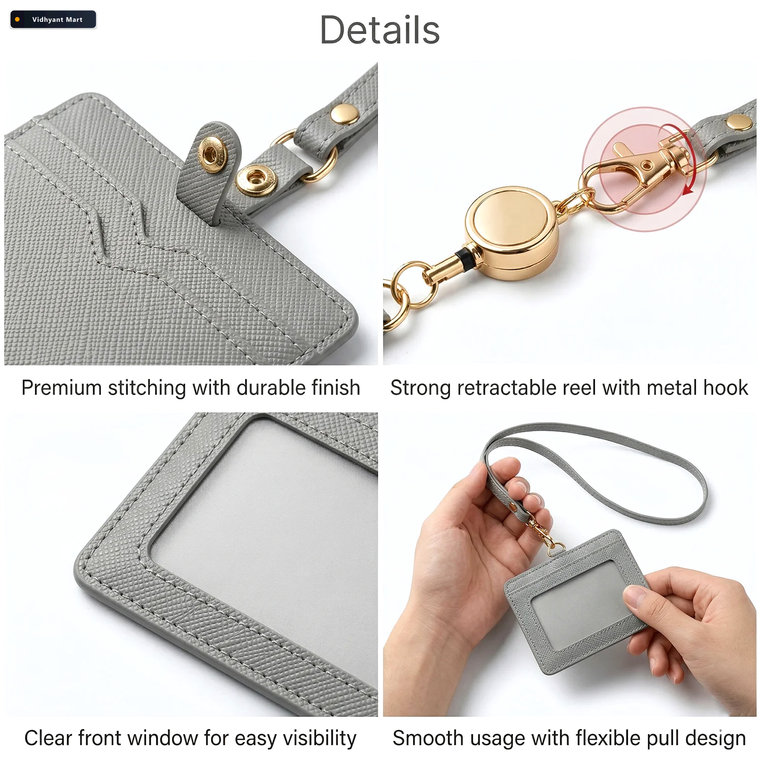 Vidhyant Mart Id Card Holder With Adjustable Neck Strap Durable 4