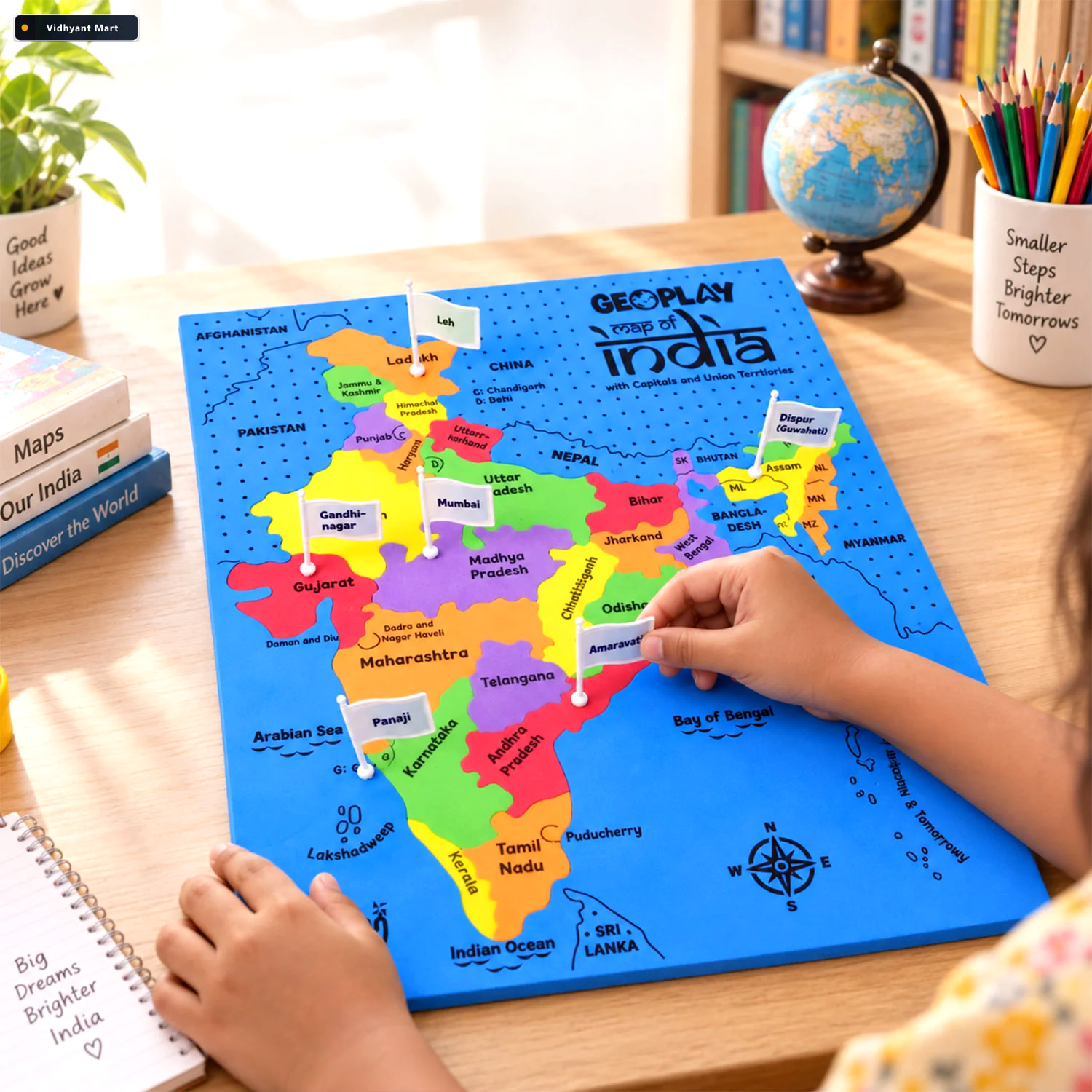 Vidhyant Mart India Map Geography Learning Puzzle With State Pie 1